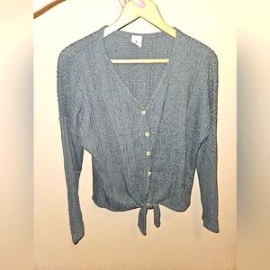 Paper Crane Medium , Green Button Up Twist Long Sleeve